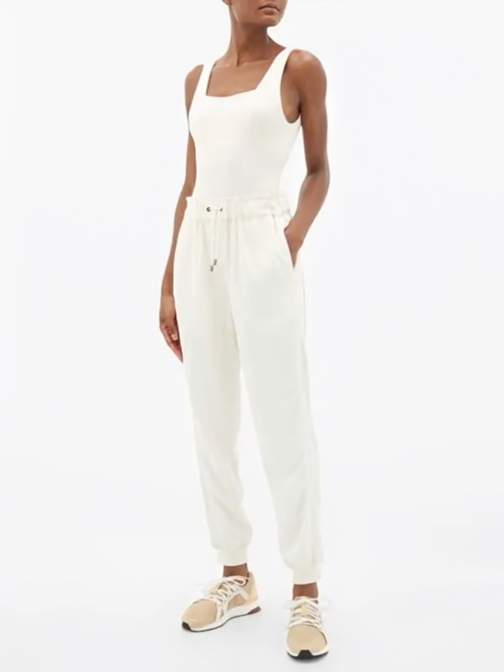Vaara ‘Clemmie’ Drawstring Crepe Track Pant Joggers in “Cream” Size Small